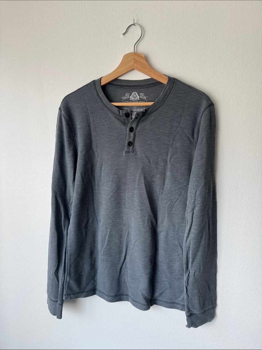 American Rag Men's Long-Sleeve Henley in Charcoal